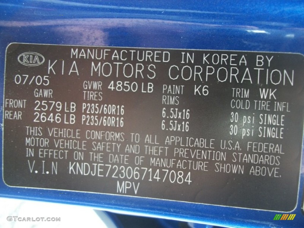 2006 Sportage EX V6 4x4 - Smart Blue / Black photo #30