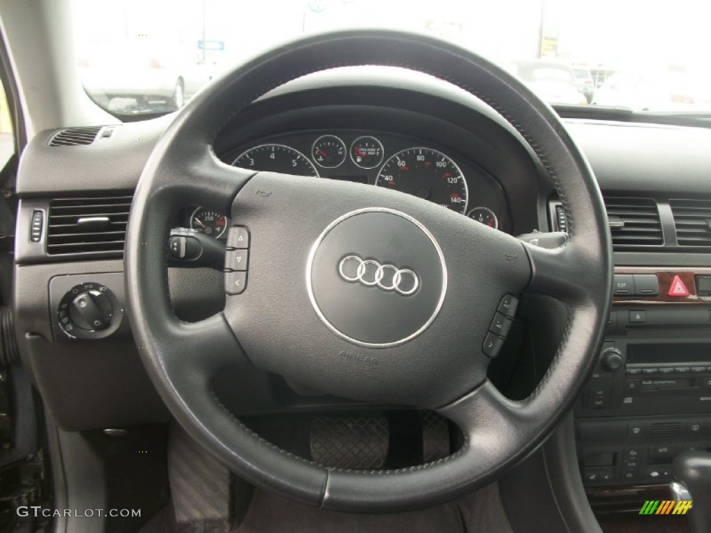 2004 Audi A6 3.0 Sedan Ebony Steering Wheel Photo #63631939