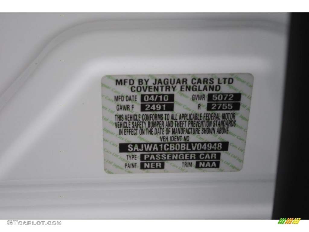 2011 XJ Color Code NER for Polaris White Photo #63634753