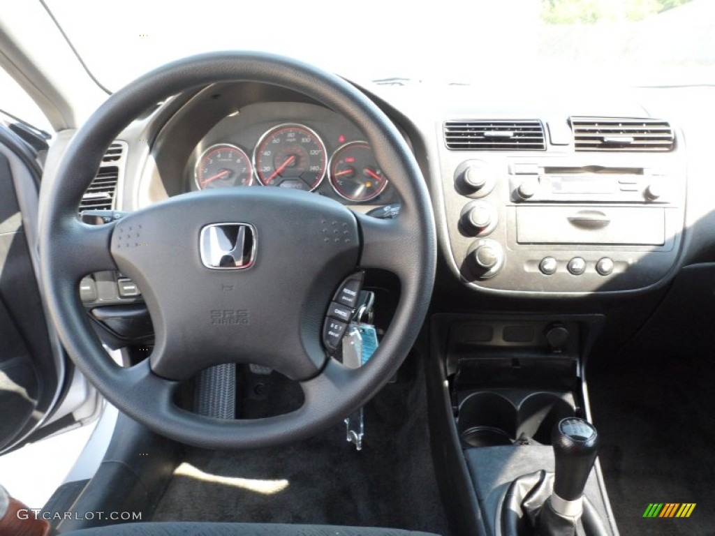 2004 Honda Civic LX Coupe Black Steering Wheel Photo #63650686