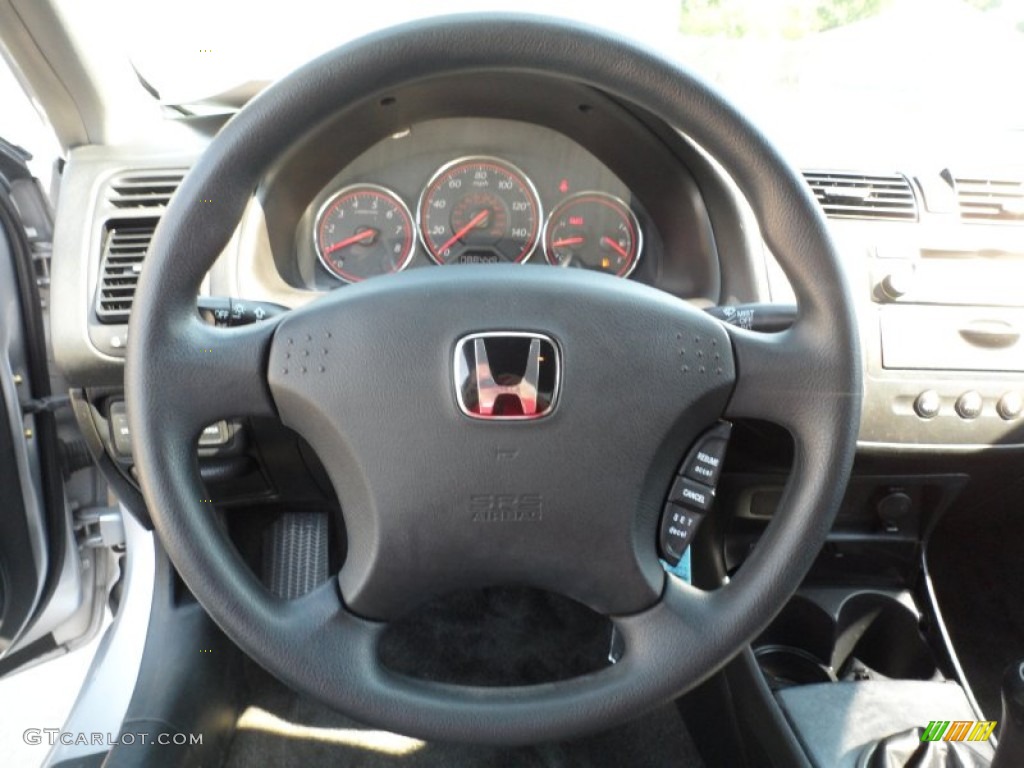 2004 Honda Civic LX Coupe Black Steering Wheel Photo #63650728