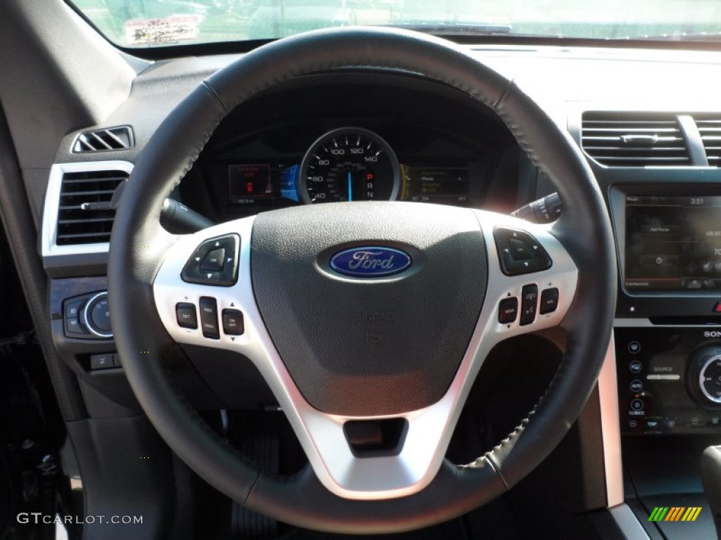 2013 Ford Explorer Limited EcoBoost Charcoal Black Steering Wheel Photo #63653284