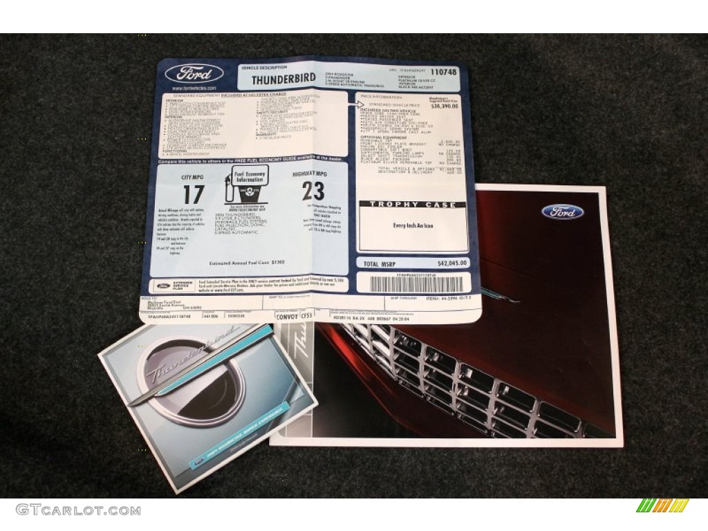 2004 Ford Thunderbird Premium Roadster Window Sticker Photo #63666469
