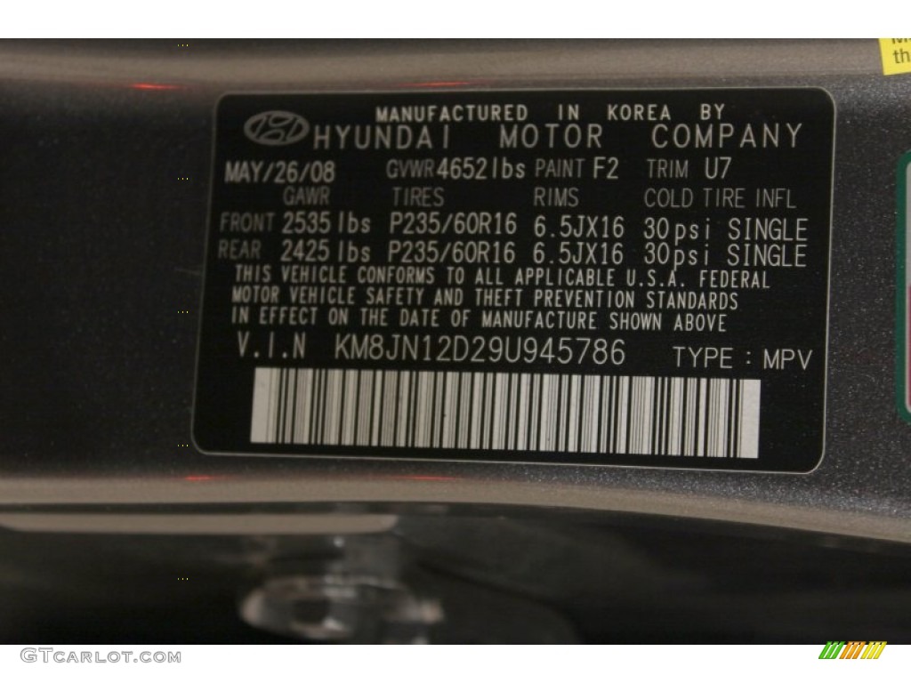 2009 Tucson Color Code F2 for Dark Titanium Gray Photo #63667549