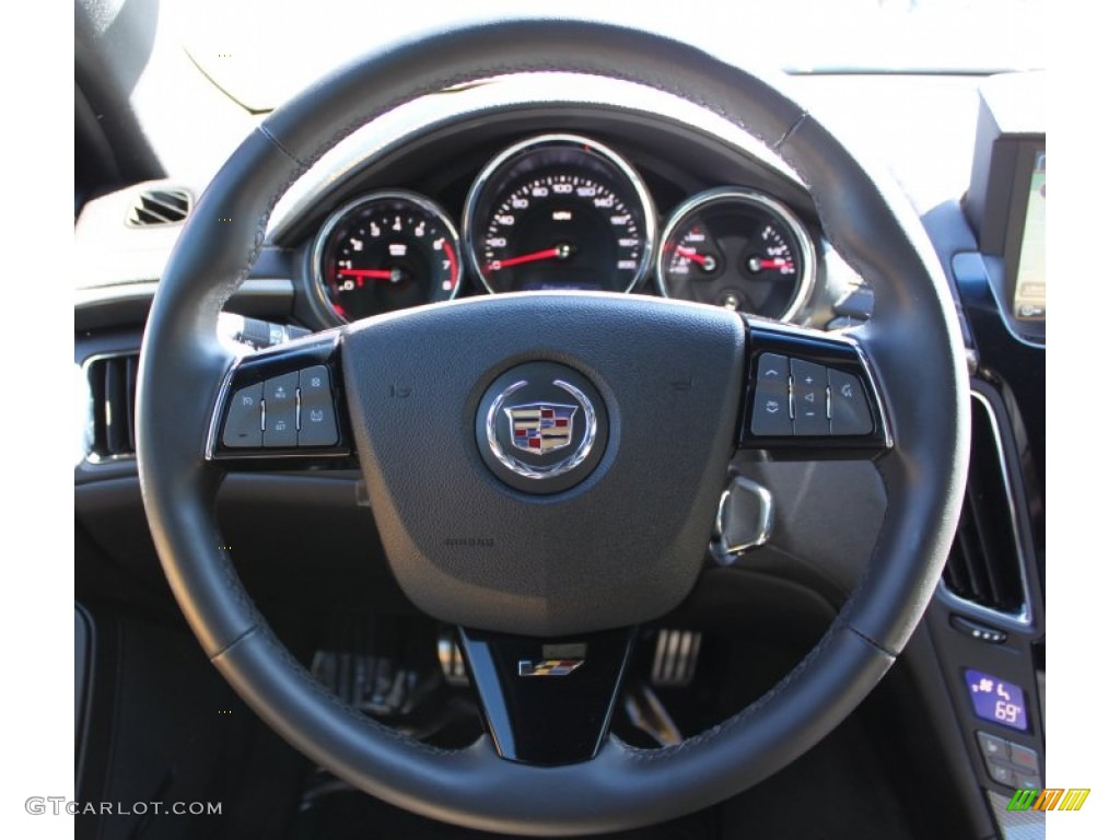 2011 Cadillac CTS -V Coupe Ebony/Saffron Steering Wheel Photo #63684795