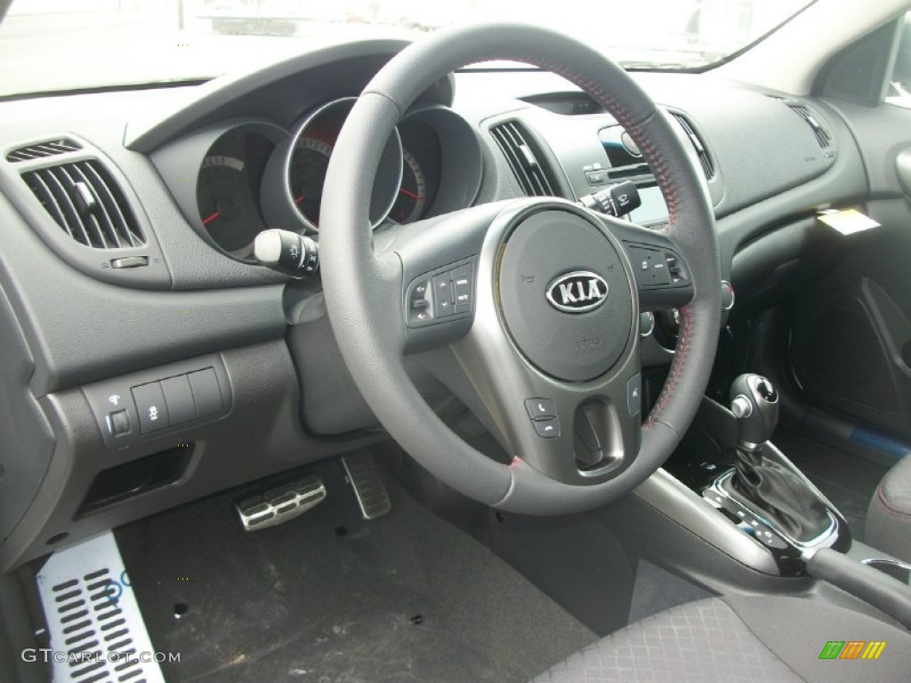2012 Kia Forte SX Black Steering Wheel Photo #63690415