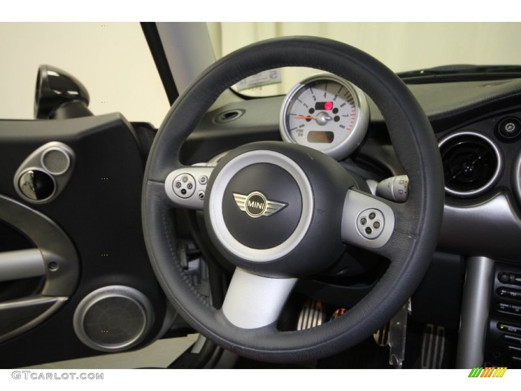 2006 Mini Cooper S Hardtop Octagon Tartan Red/Panther Black Steering Wheel Photo #63698752