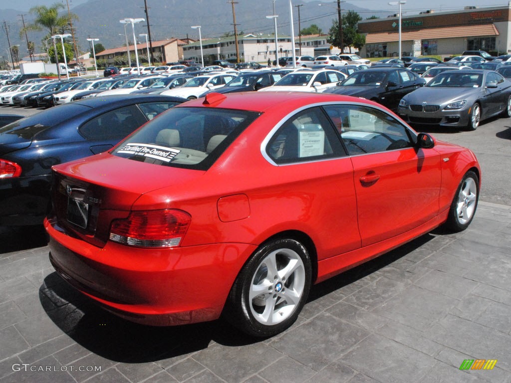 2009 1 Series 128i Coupe - Crimson Red / Taupe photo #4