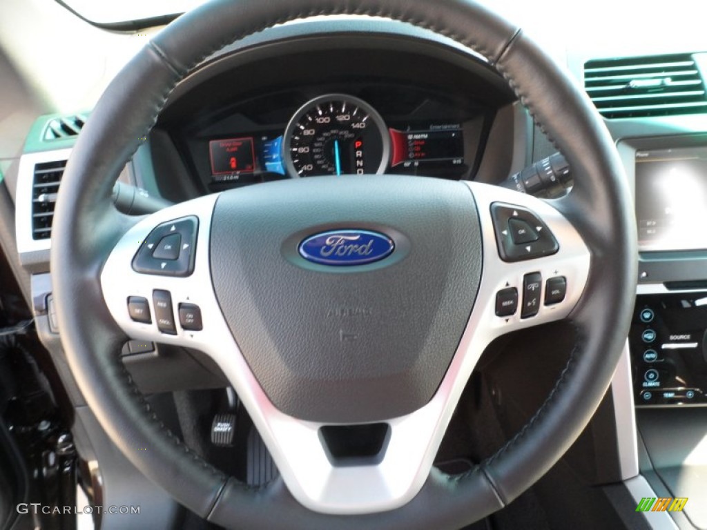 2013 Ford Explorer Limited Pecan/Charcoal Black Steering Wheel Photo #63714046