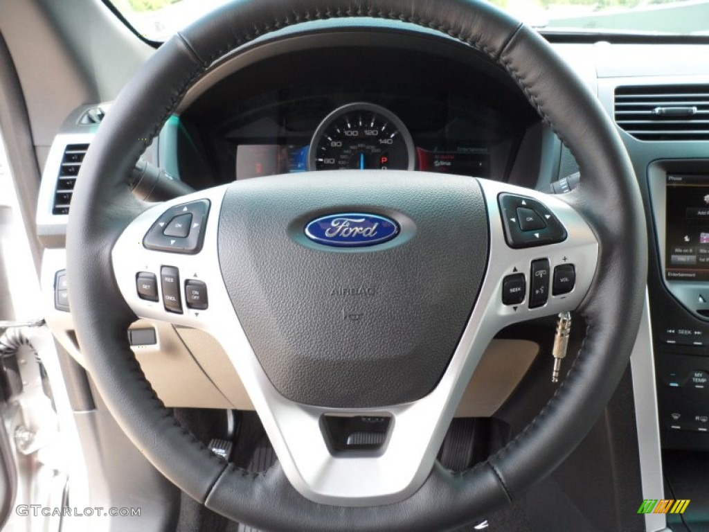 2013 Ford Explorer XLT Medium Light Stone Steering Wheel Photo #63714343
