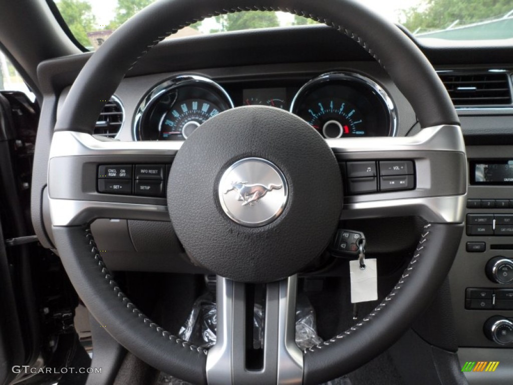 2013 Ford Mustang GT Coupe Charcoal Black Steering Wheel Photo #63714568
