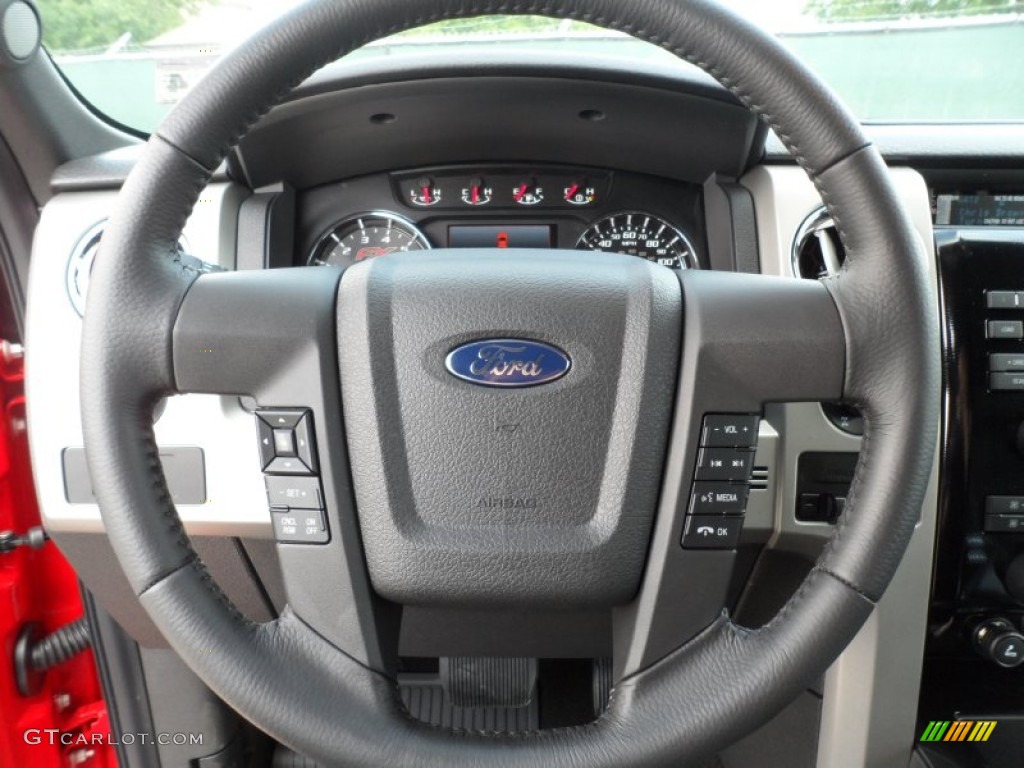 2012 Ford F150 FX4 SuperCrew 4x4 Black Steering Wheel Photo #63715873