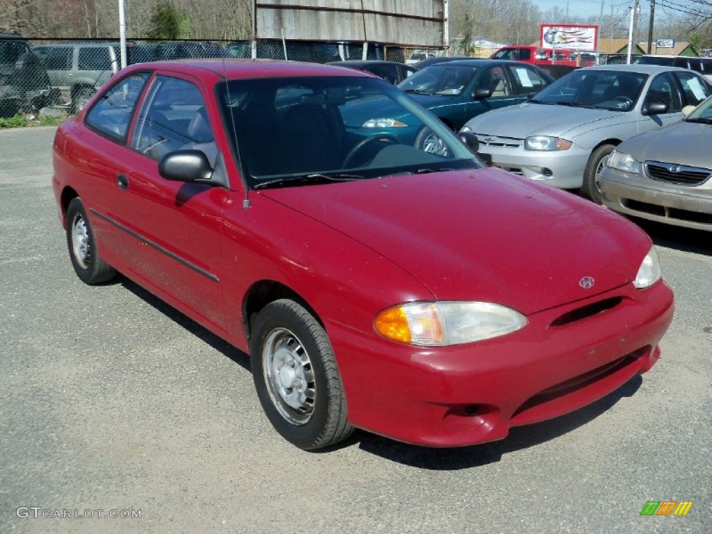 1999 Accent L Coupe - Cherry Red / Gray photo #1