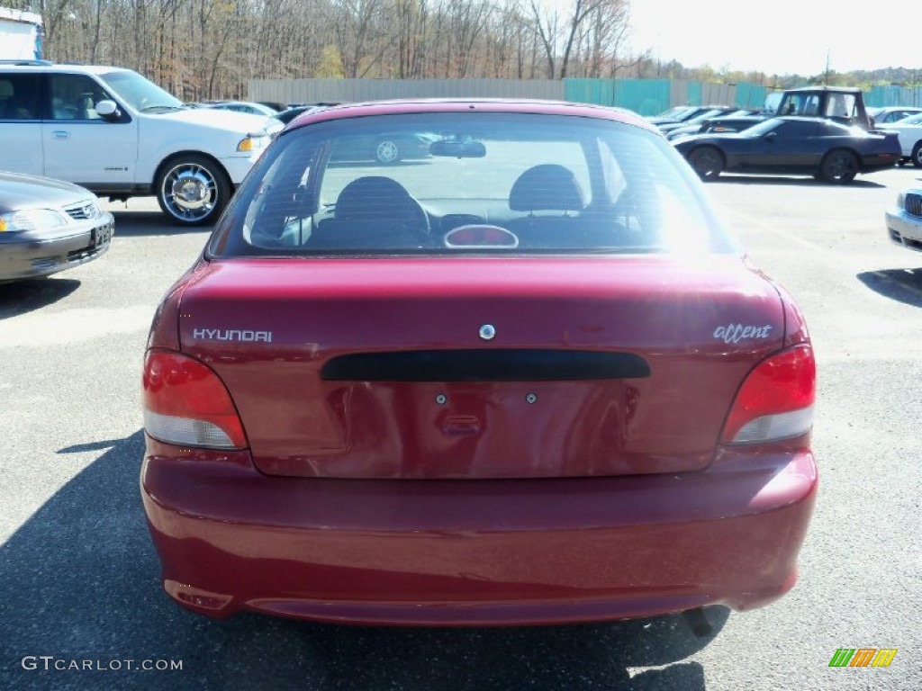1999 Accent L Coupe - Cherry Red / Gray photo #4