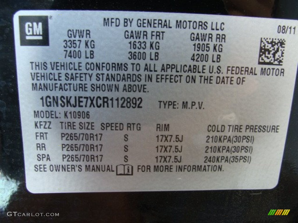 2012 Suburban LT 4x4 - Black / Ebony photo #15