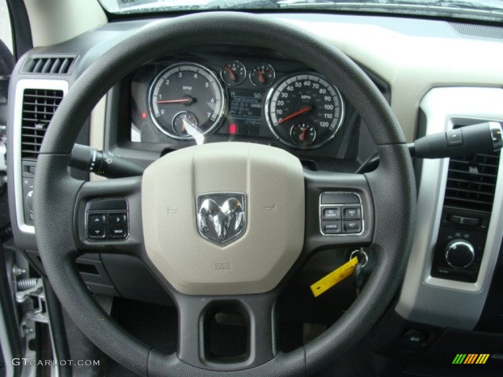 2012 Dodge Ram 1500 SLT Quad Cab 4x4 Dark Slate Gray/Medium Graystone Steering Wheel Photo #63731093