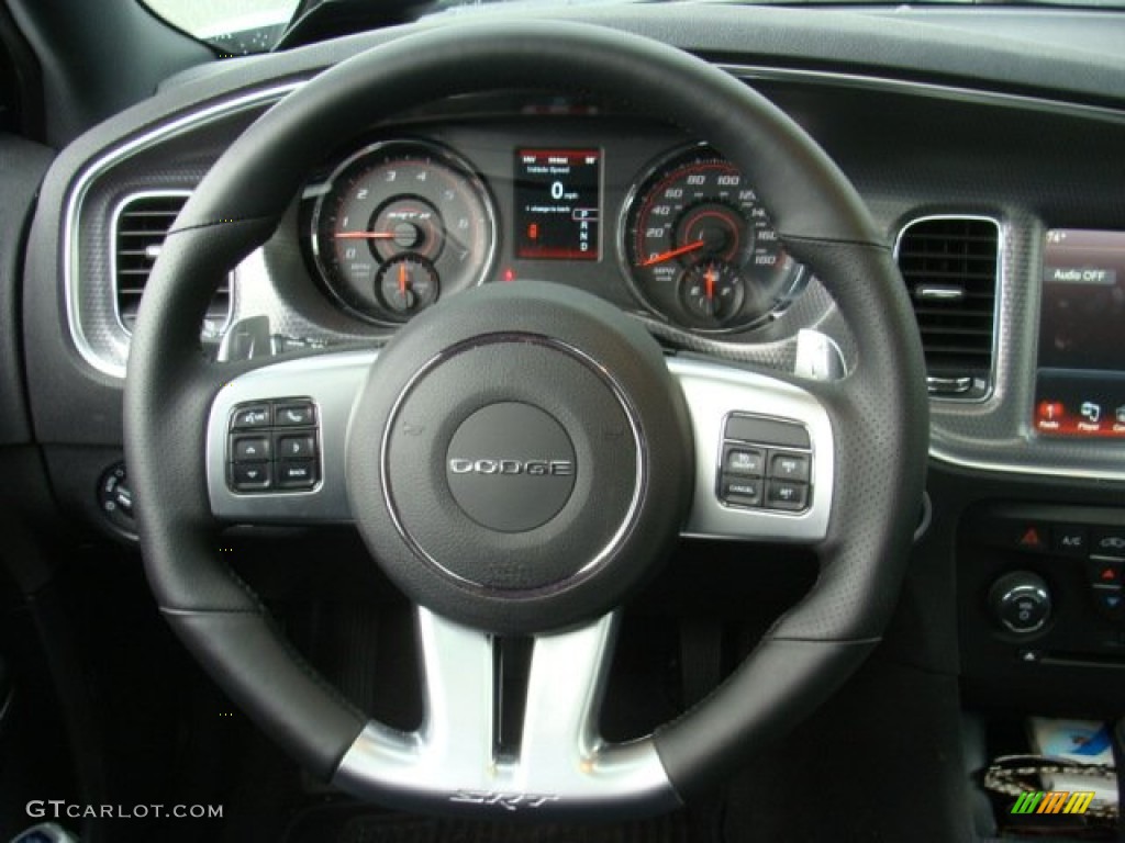 2012 Dodge Charger SRT8 Black Steering Wheel Photo #63731226