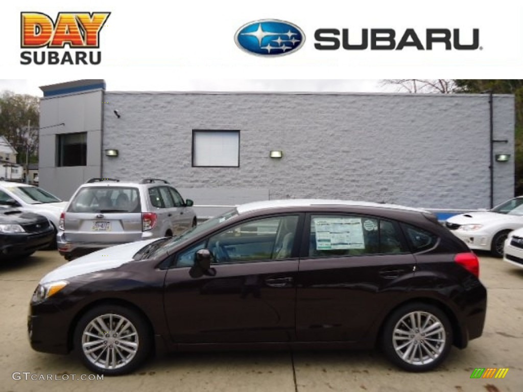 2012 Impreza 2.0i Premium 5 Door - Deep Cherry Red Pearl / Ivory photo #1