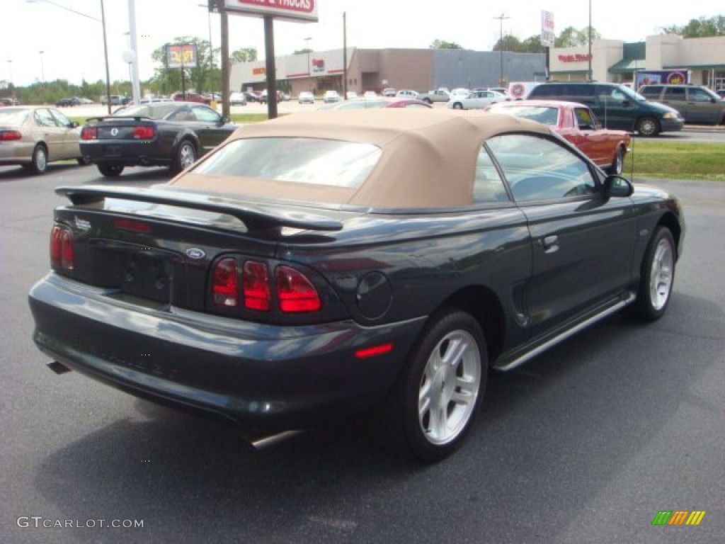 1998 Mustang GT Convertible - Dark Green Satin Metallic / Saddle photo #5