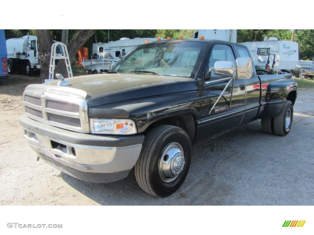 1996 Ram 3500 ST Extended Cab Dually - Black / Gray photo #3