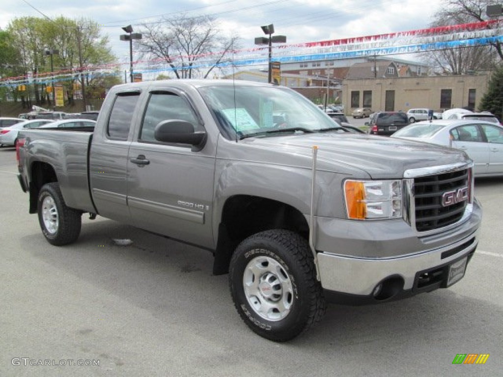 2009 Sierra 2500HD SLE Extended Cab 4x4 - Steel Gray Metallic / Ebony photo #5