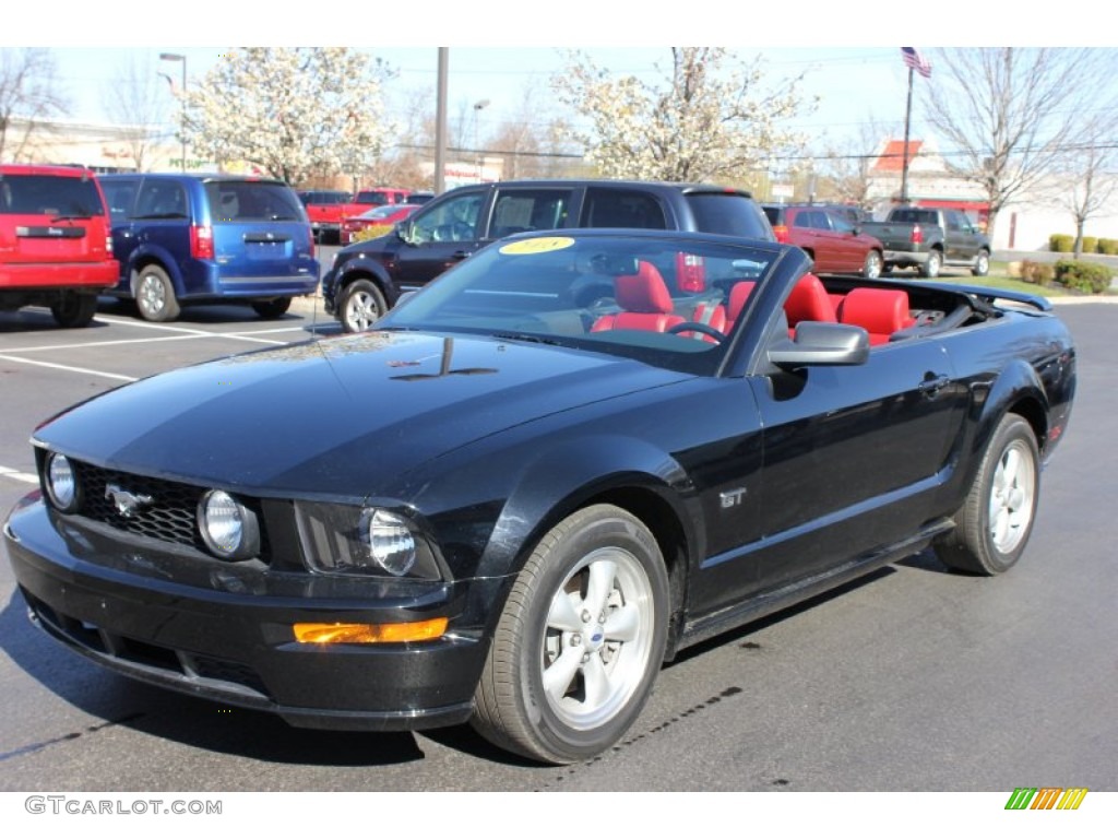 2008 Mustang GT Premium Convertible - Black / Black/Red photo #1