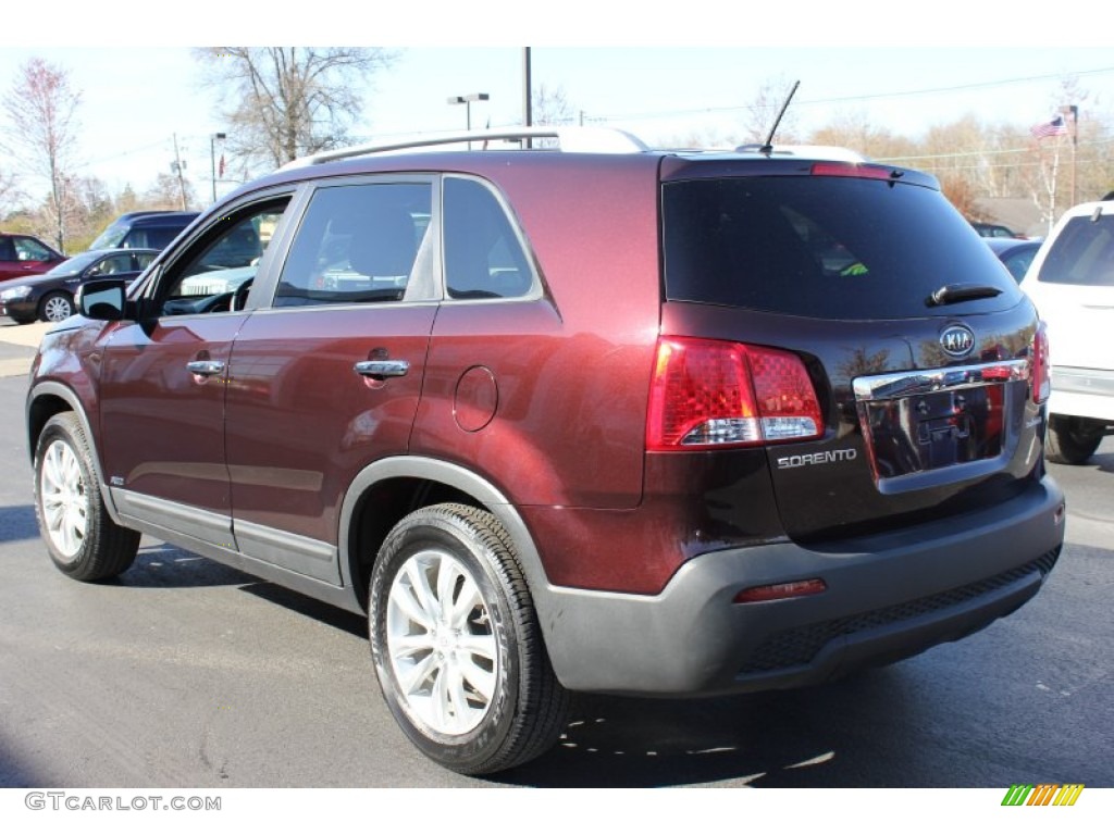 2011 Sorento LX V6 AWD - Dark Cherry / Black photo #2