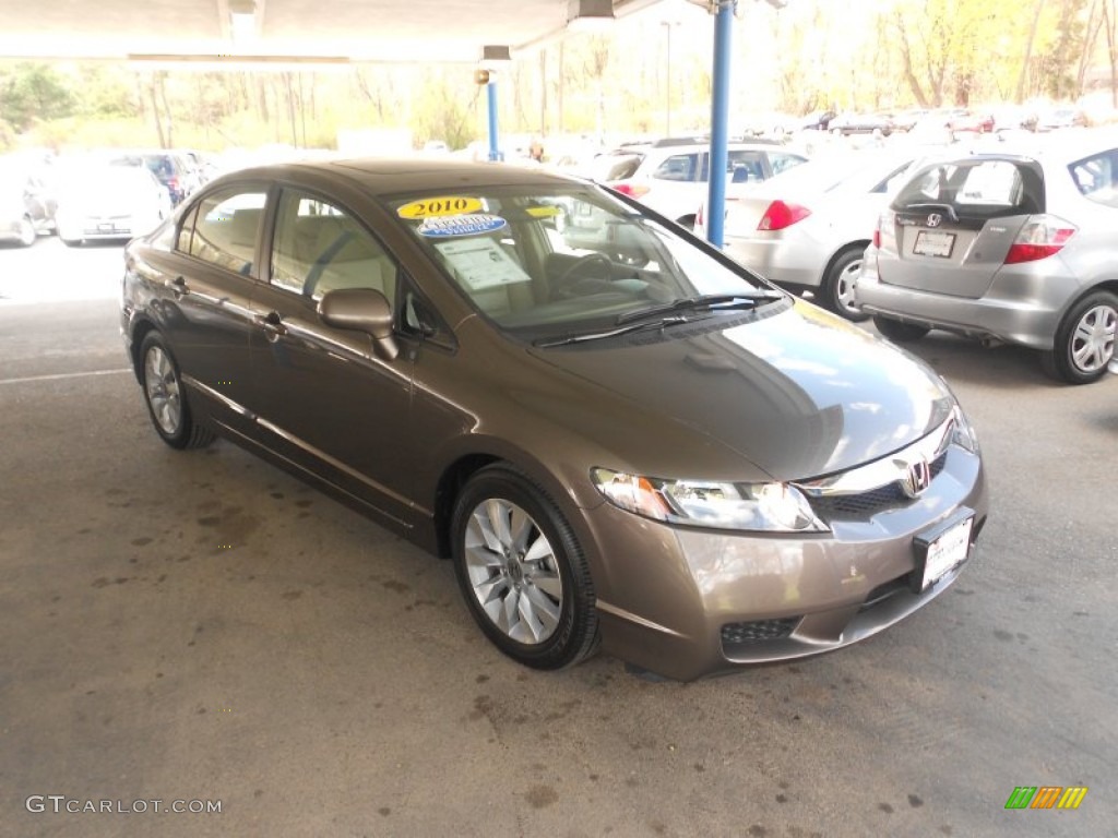 2010 Civic EX-L Sedan - Urban Titanium Metallic / Beige photo #1