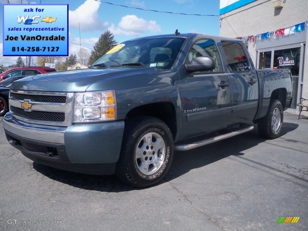 2008 Silverado 1500 LT Crew Cab 4x4 - Blue Granite Metallic / Ebony photo #2