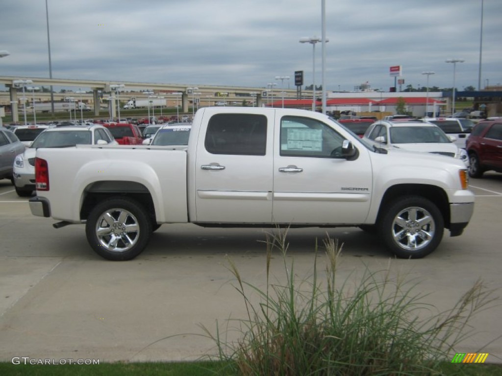 2012 Sierra 1500 SLT Crew Cab - White Diamond Tricoat / Very Dark Cashmere/Light Cashmere photo #6