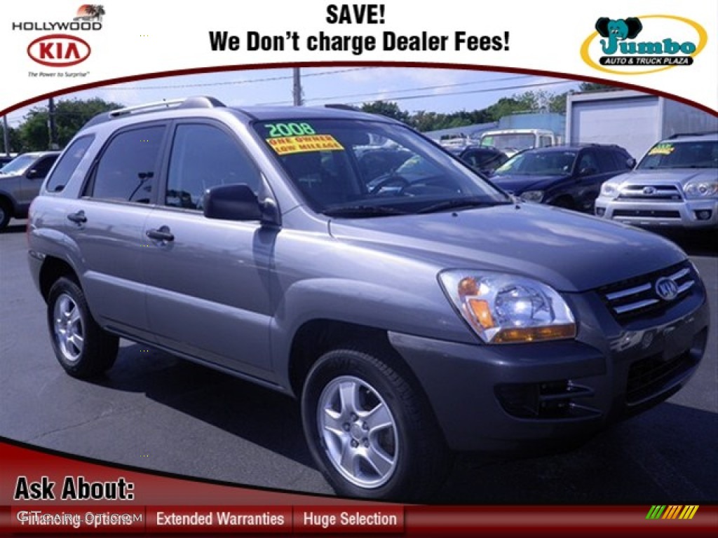 2008 Sportage LX - Steel Silver Metallic / Black photo #1