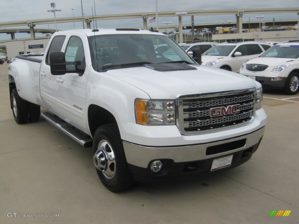 Summit White 2012 GMC Sierra 3500HD SLT Crew Cab 4x4 Dually Exterior Photo #63751314