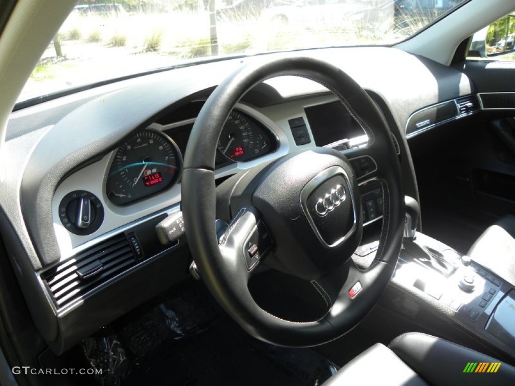 2010 Audi S6 5.2 quattro Sedan Black Steering Wheel Photo #63753515
