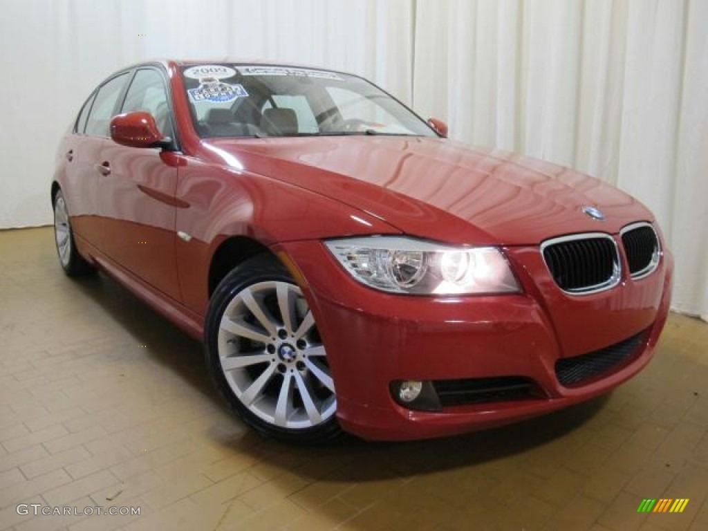 2009 3 Series 328i Sedan - Crimson Red / Oyster Dakota Leather photo #2