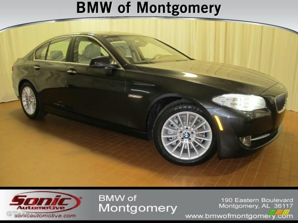 2012 5 Series 535i Sedan - Dark Graphite Metallic II / Venetian Beige photo #1