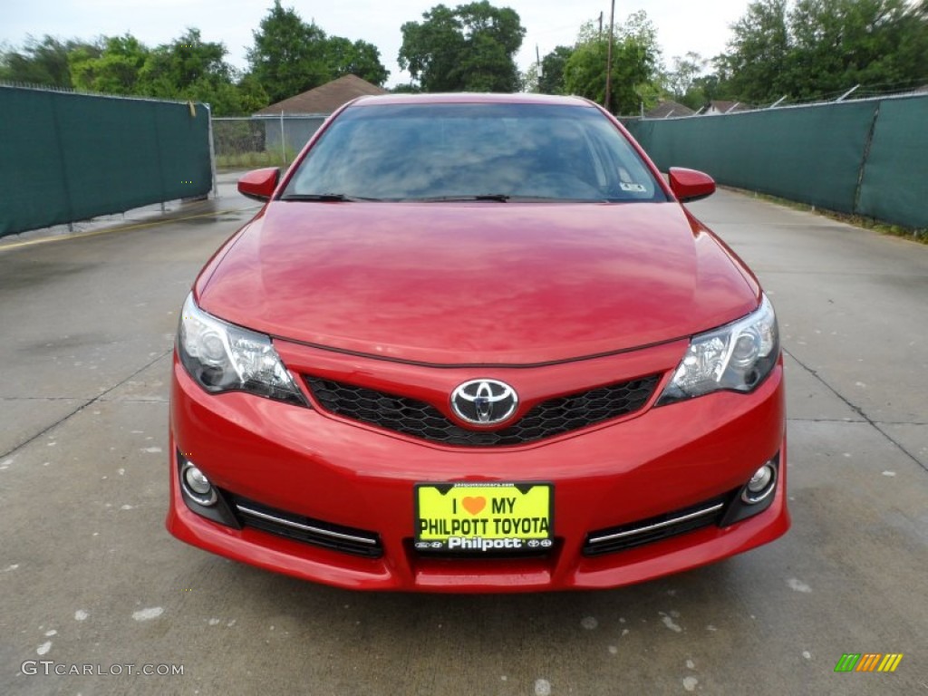 2012 Camry SE V6 - Barcelona Red Metallic / Black/Ash photo #8