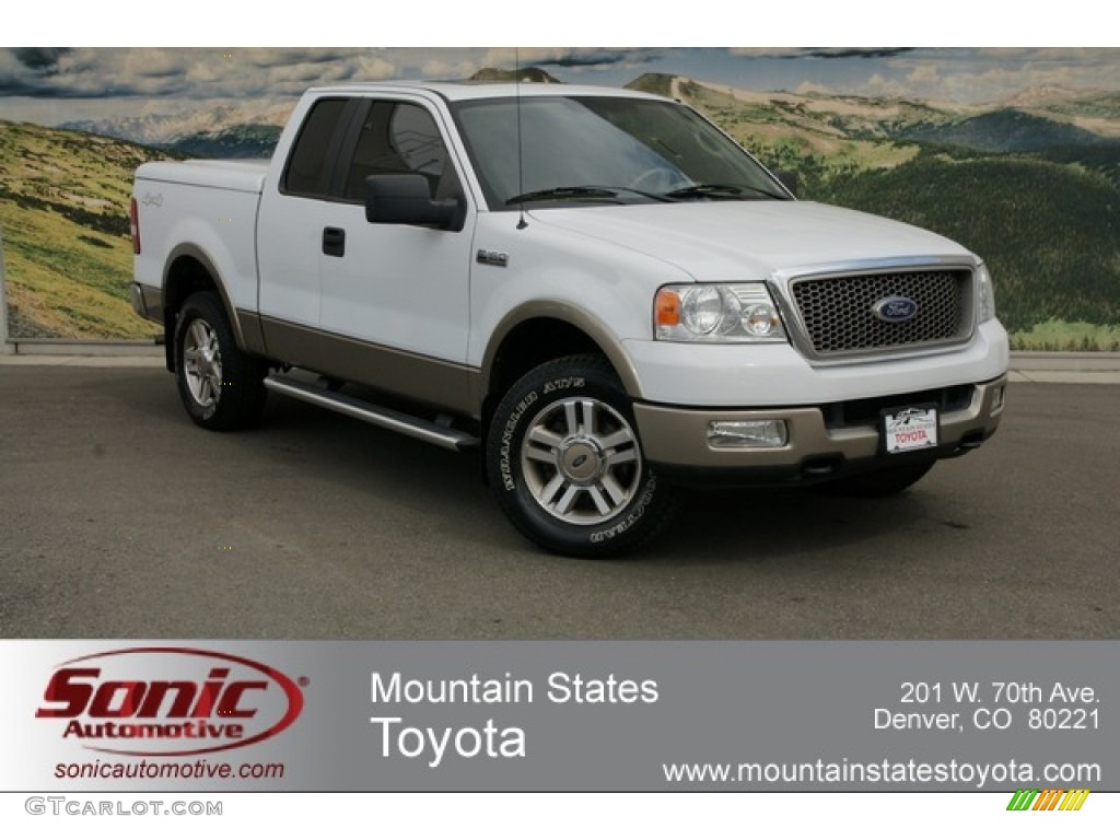 2005 F150 Lariat SuperCab 4x4 - Oxford White / Tan photo #1