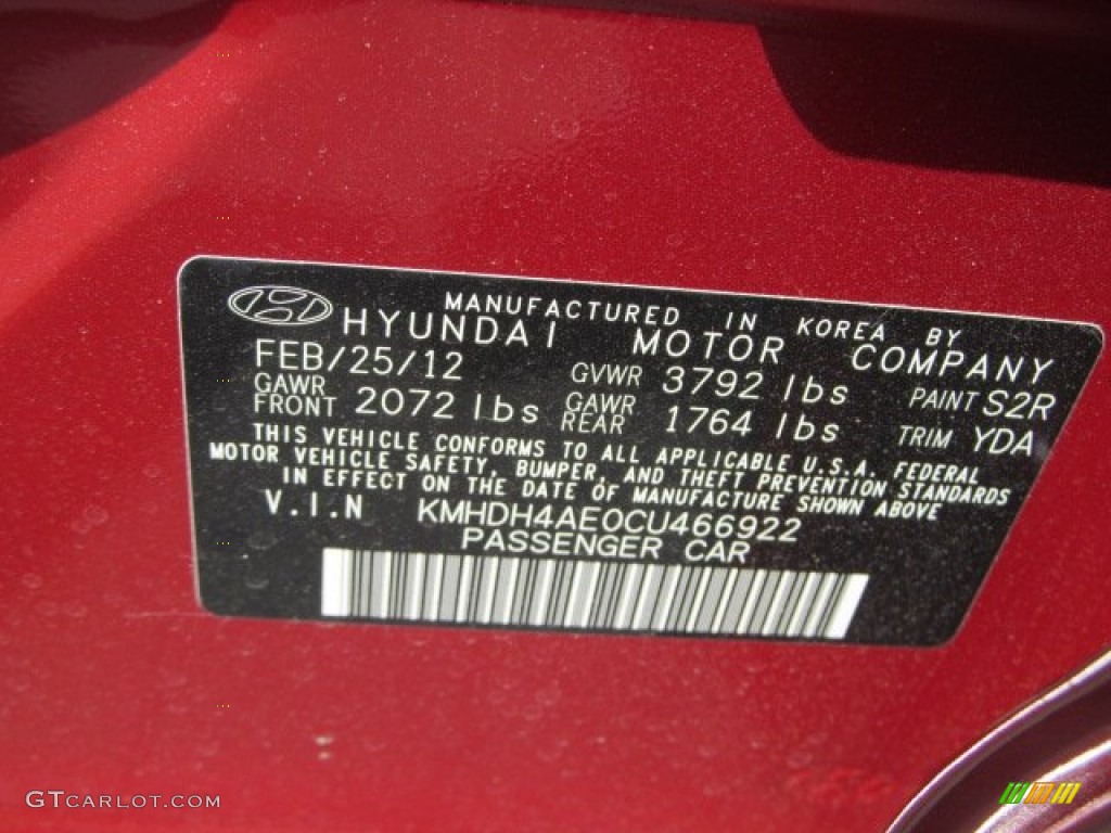 2012 Elantra GLS - Red Allure / Beige photo #10