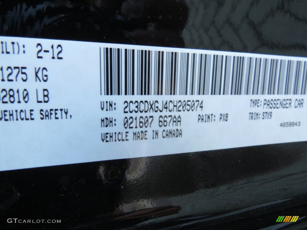 2012 Charger Color Code PX8 for Pitch Black Photo #63777873