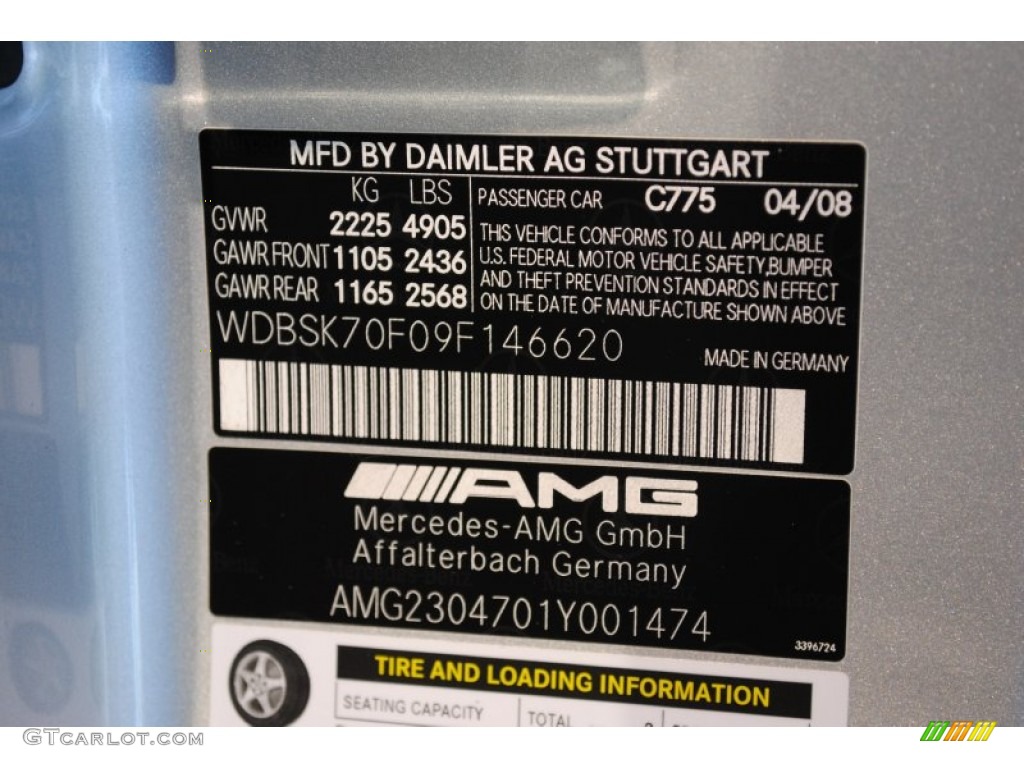 2009 SL Color Code 775 for Iridium Silver Metallic Photo #63784503