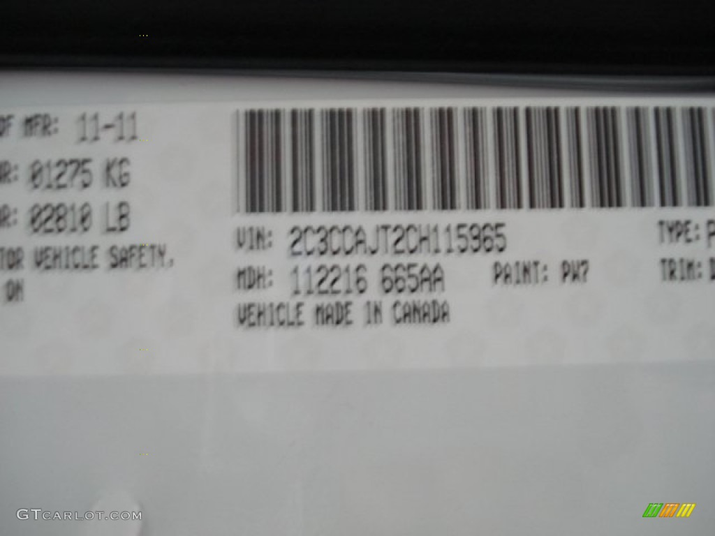2012 Chrysler 300 S V8 AWD Color Code Photos