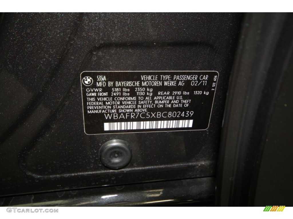 2011 5 Series 535i Sedan - Dark Graphite Metallic / Black photo #10