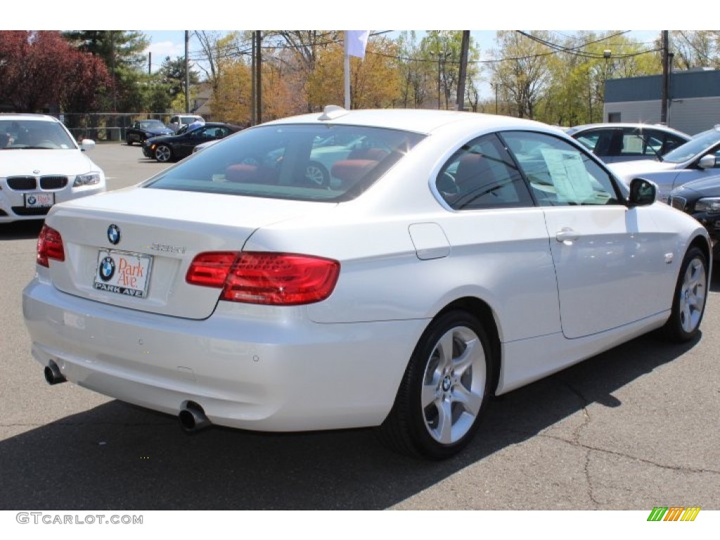 2011 3 Series 335i xDrive Coupe - Mineral White Metallic / Coral Red/Black Dakota Leather photo #5