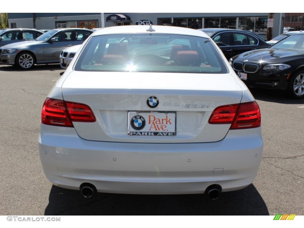 2011 3 Series 335i xDrive Coupe - Mineral White Metallic / Coral Red/Black Dakota Leather photo #6