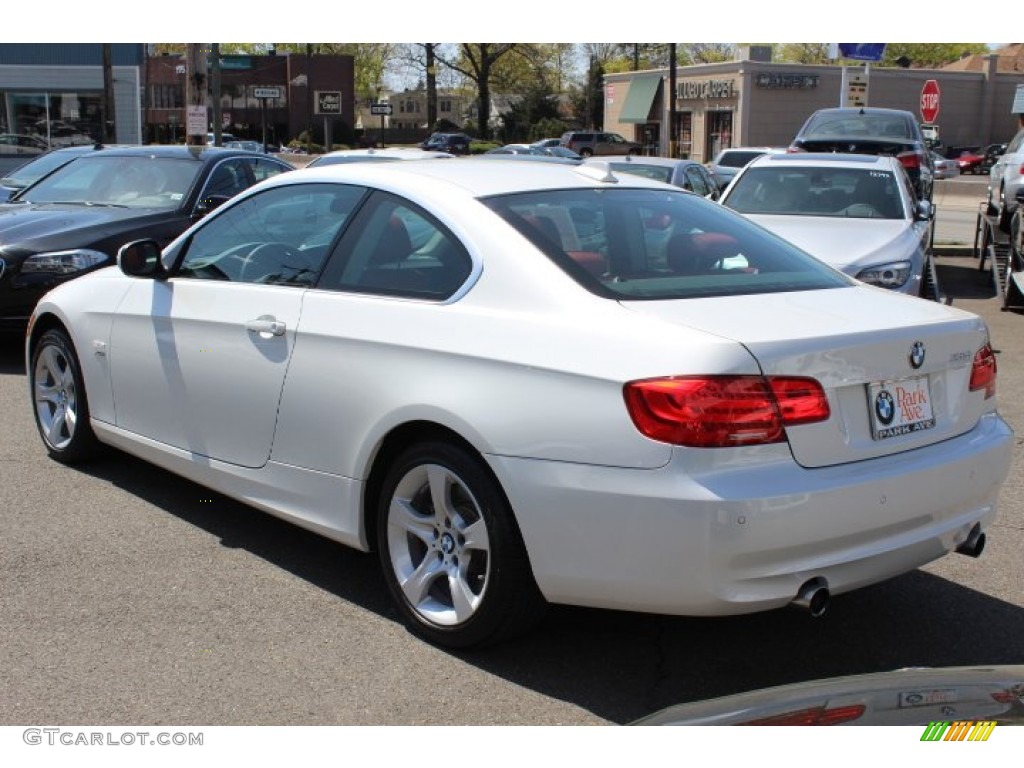 2011 3 Series 335i xDrive Coupe - Mineral White Metallic / Coral Red/Black Dakota Leather photo #7