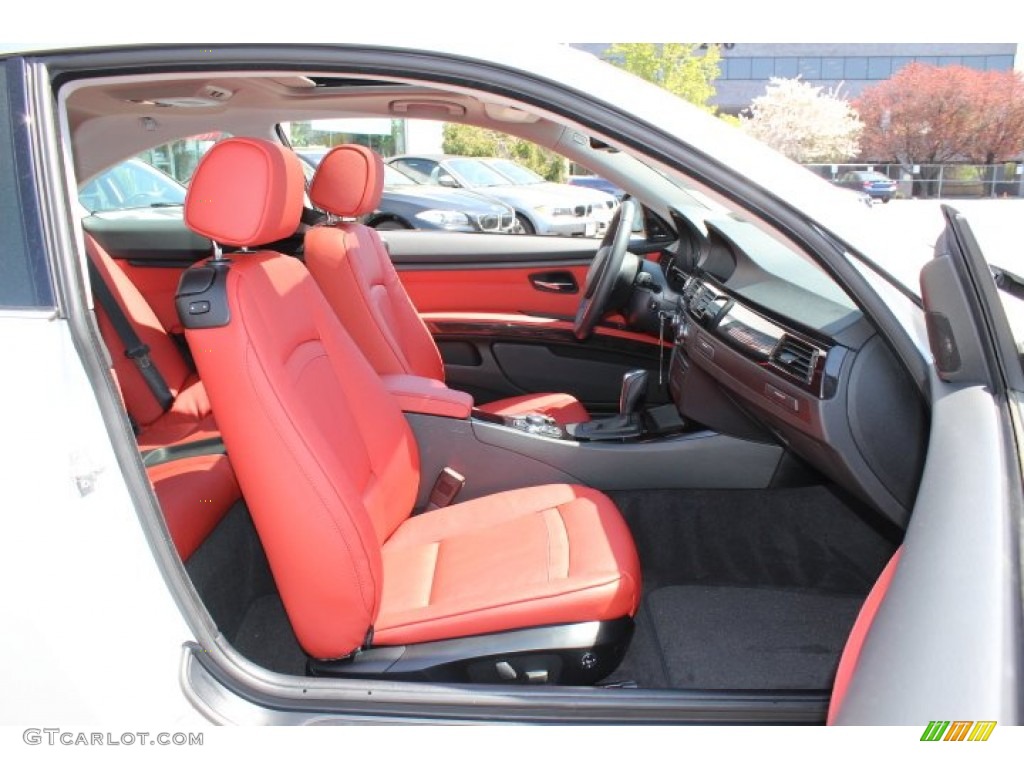 2011 3 Series 335i xDrive Coupe - Mineral White Metallic / Coral Red/Black Dakota Leather photo #26