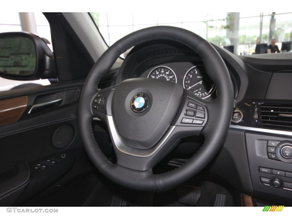2012 BMW X3 xDrive 35i Black Steering Wheel Photo #63800313