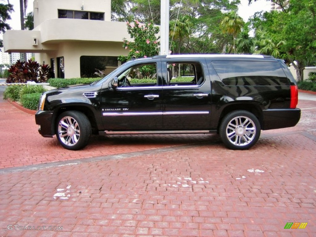 2008 Escalade ESV Platinum AWD - Black Raven / Cocoa/Very Light Linen photo #6