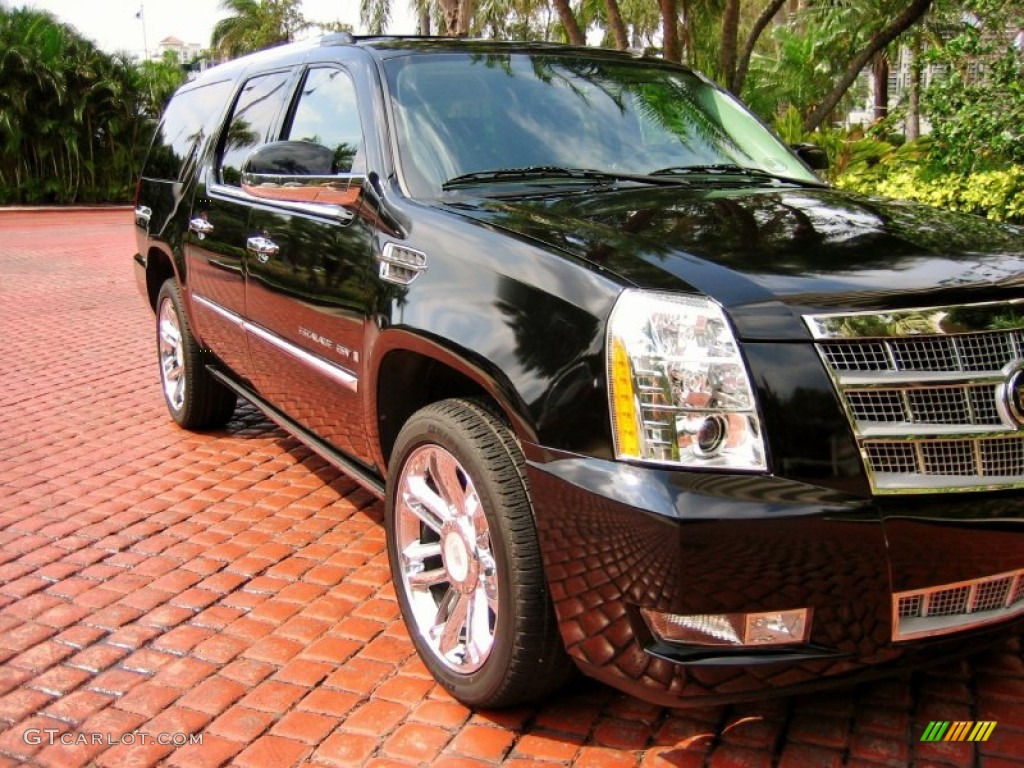 2008 Escalade ESV Platinum AWD - Black Raven / Cocoa/Very Light Linen photo #9