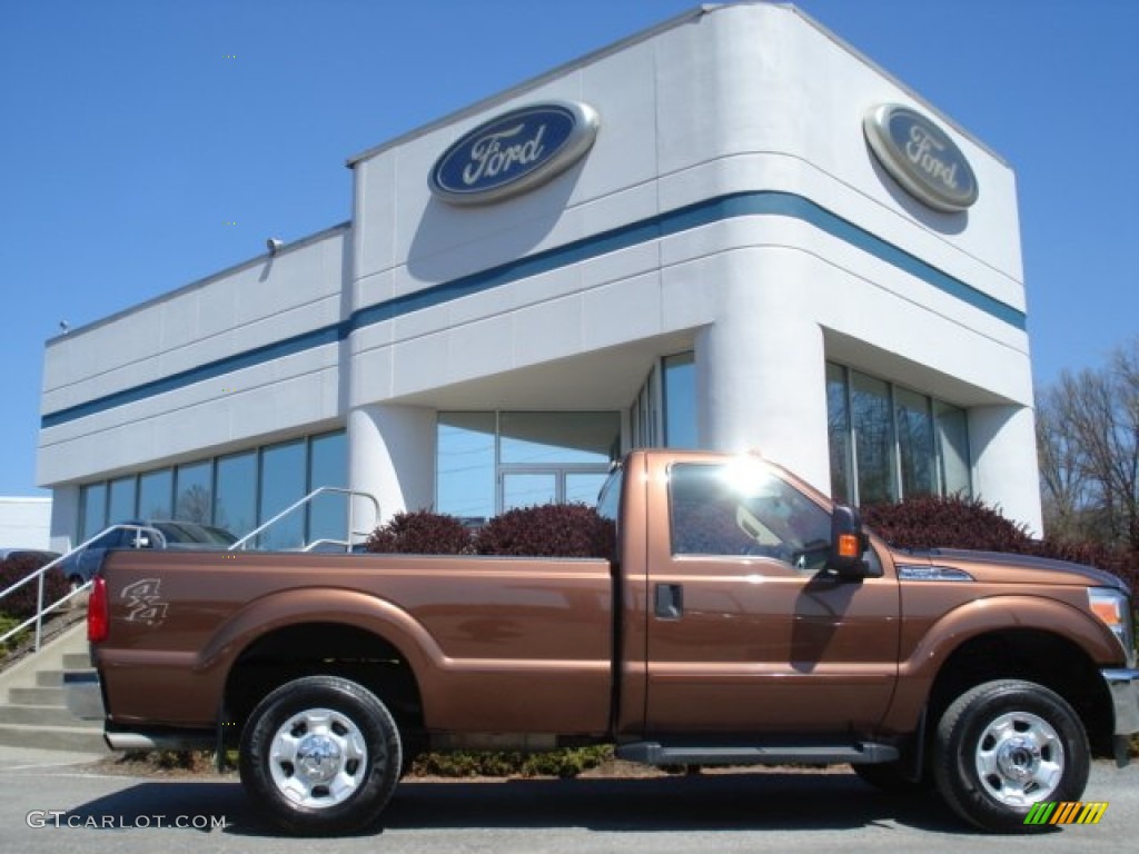 2011 F250 Super Duty XLT Regular Cab 4x4 - Golden Bronze Metallic / Adobe Beige photo #1